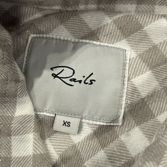 Rails Shirt Womens XS Plaid Flannel Button Down Hunter Long Sleeve Cream Tan - Picture 3 of 8